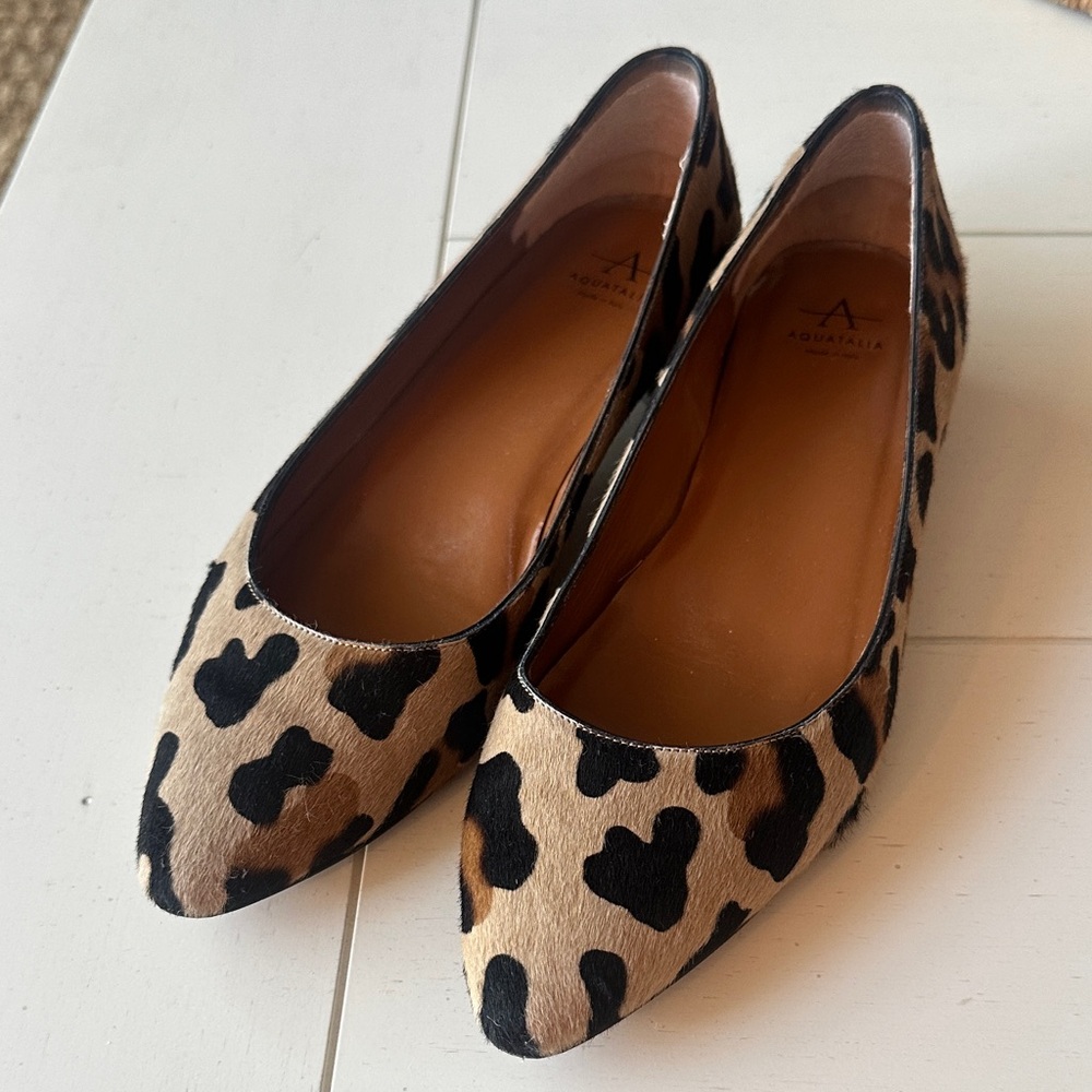 Aquatalia Vero Cuoio Leopard Print Women's Flats Size 6.5
